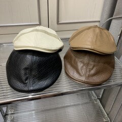 高級感の帽子の秋冬の皮質は逆に前進帽の木目の復古の文芸の顔のアヒルの舌のベレー帽をかぶせます。