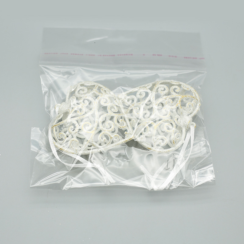 Fábrica de decoraciones de Navidad de oro platino campana de plástico amor hecho a mano árbol de Navidad decoración colgante en stock