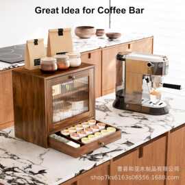 木质双层面包蔬菜收纳箱用于厨房台面面包盒水果面包储存容器