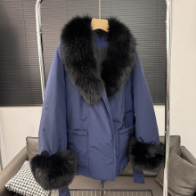 25冬新款高级设计感小众加厚鹅绒服狐狸毛领中长款女保暖韩系外套