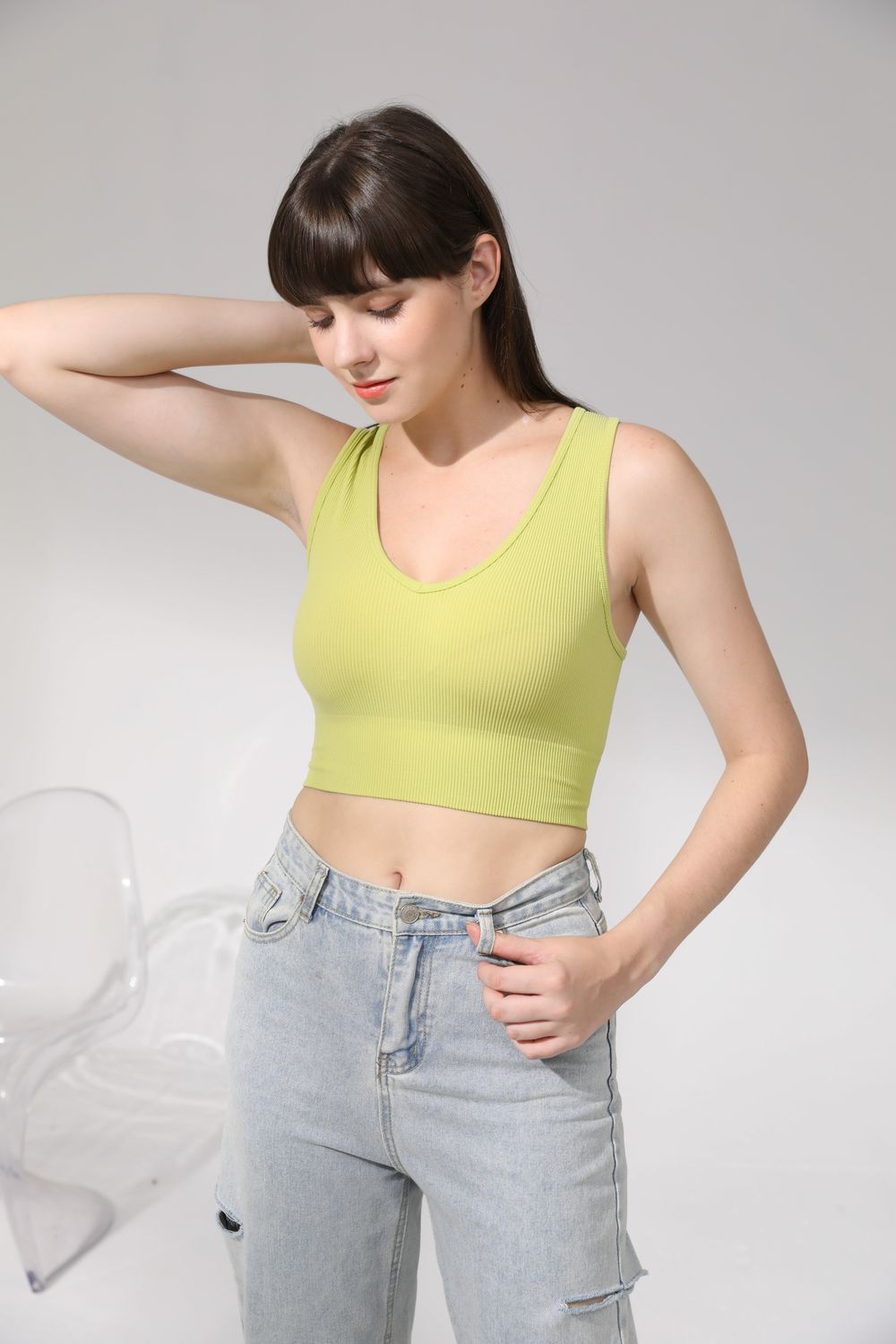 Women's Simple Style Classic Style Stripe Nylon Round Neck Active Tops Bra Vest display picture 1