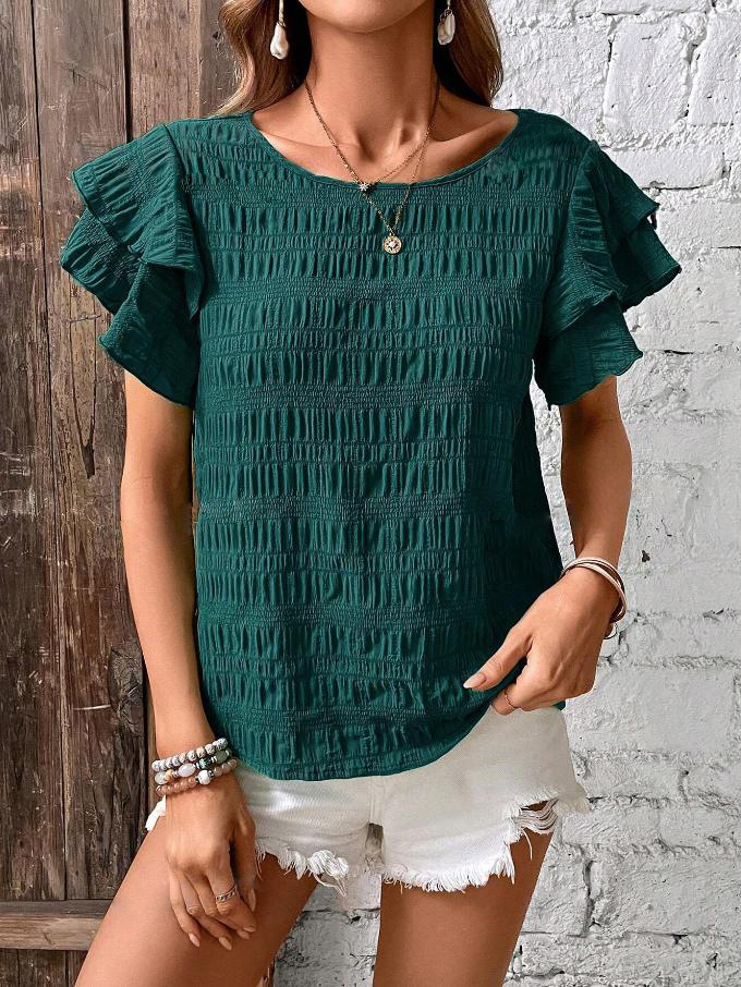 Women's T-shirt Short Sleeve Blouses Streetwear Solid Color display picture 14
