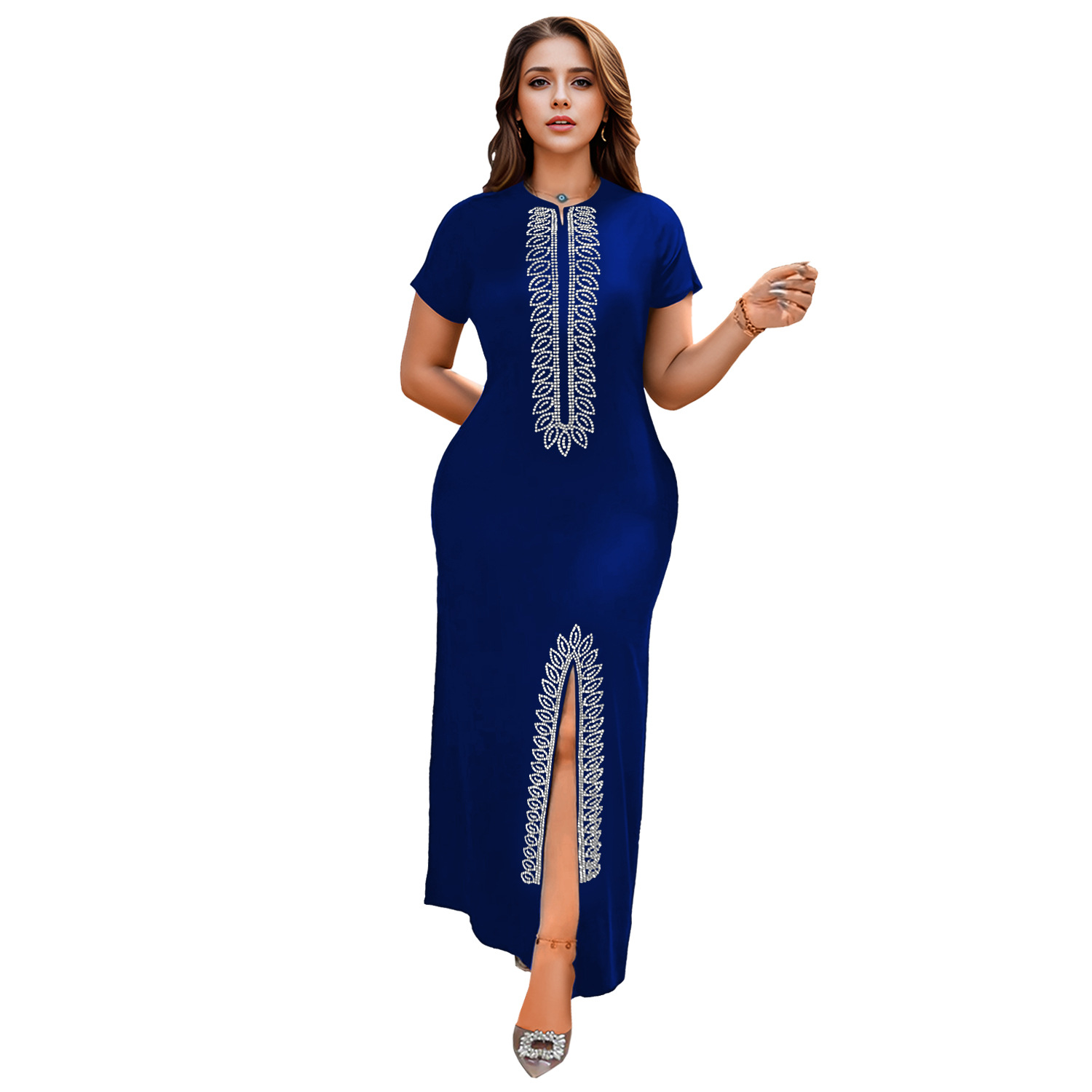 C7261 Cross-border AliExpress Amazon Moda europea y americana Bolso de perforación en caliente para mujer Brazo dividido Elegante vestido delgado image 9