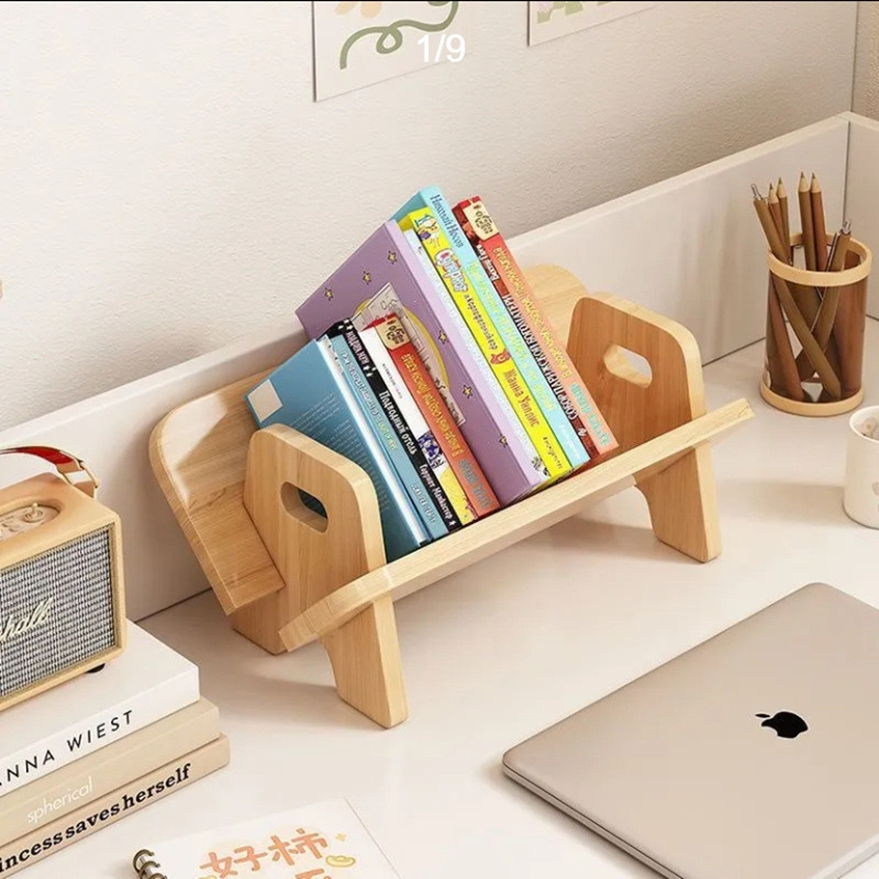 Simple Desktop Storage Rack, Solid Wood Small Decorative Shelf for Living Room, Small Wooden Desktop Bookshelf for Study Room