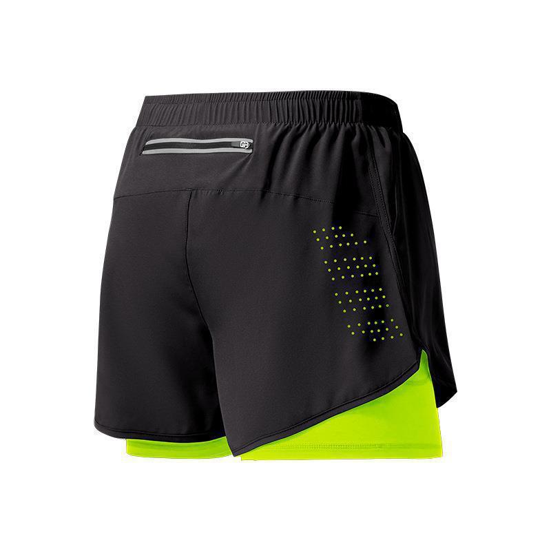 Men's Laser Perforated Breathable Comfortable Cross-border Foreign Trade Sports Shorts Double Layer Two-in-One Outdoor Sports Leisure