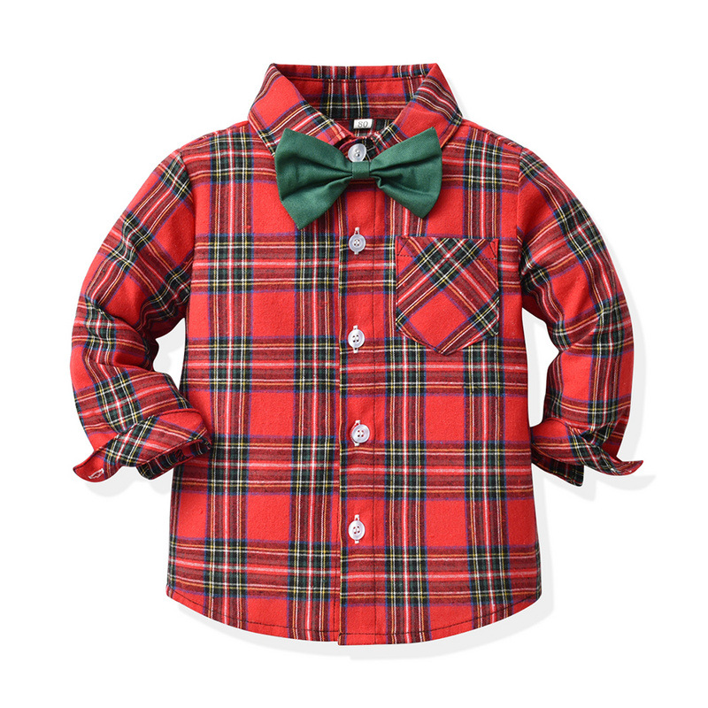 Weihnachten Mode Plaid Baumwolle Jungen Kleidung Sets display picture 4