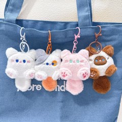 かわいい丸い猫ぬいぐるみペンダント女性の手作り diy ロングテール猫バッグキーホルダーペンダント屋台小物