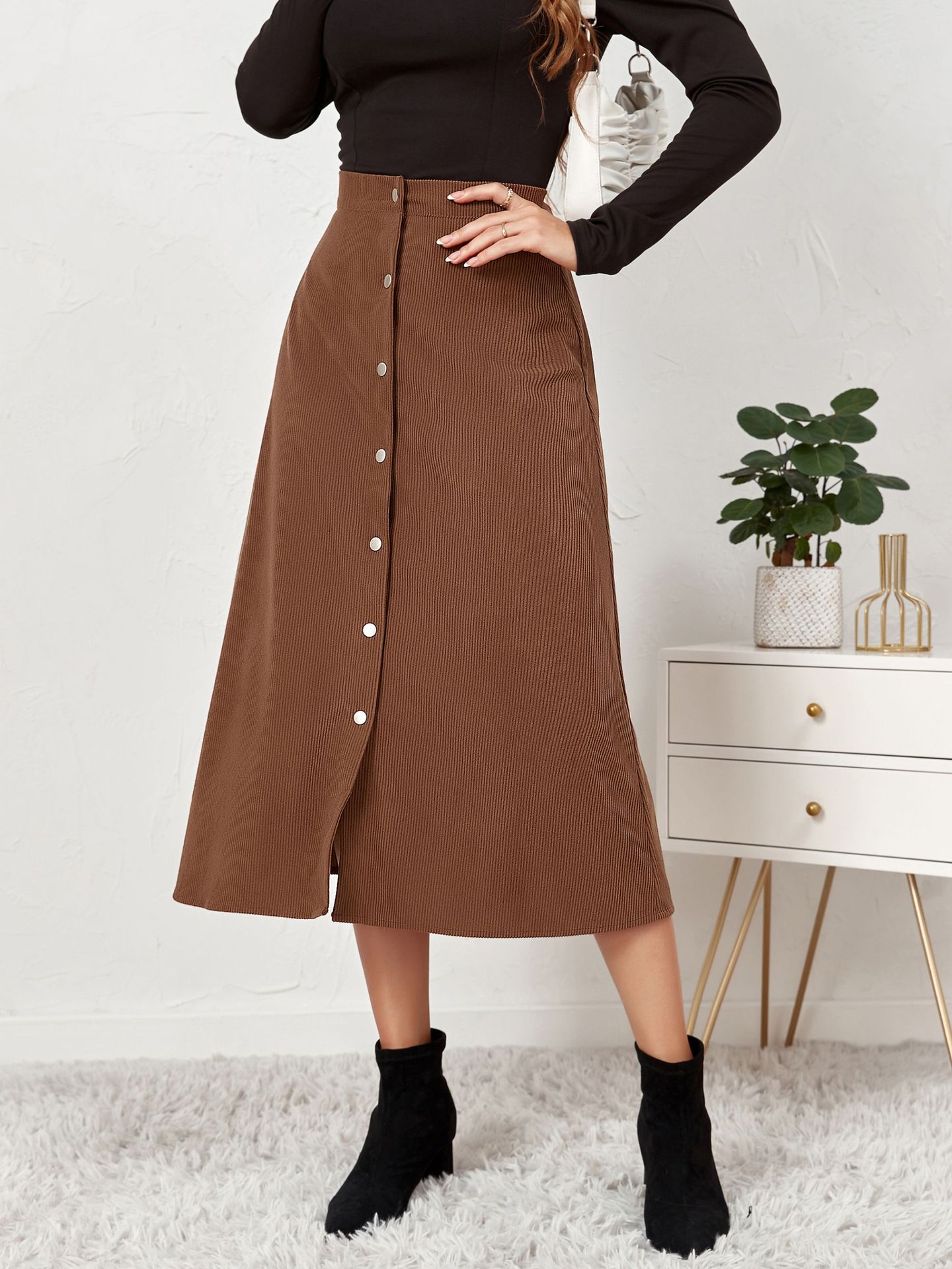 Retro Solid Color Polyester Maxi Long Dress Skirts display picture 1