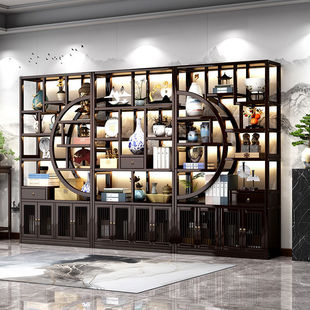 New Solid Wood Bogu Rack, New Chinese Style Multi-Treasure Cabinet, Display Cabinet, Tea Storage Rack