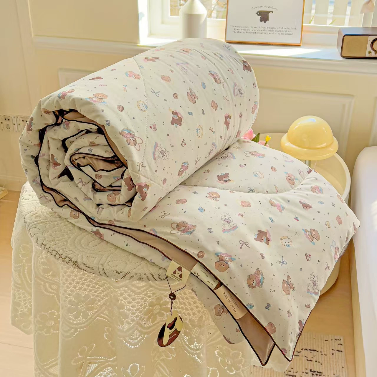 Двухслойная пряжа для мытья хлопка летом прохладная мультяшная печать летом