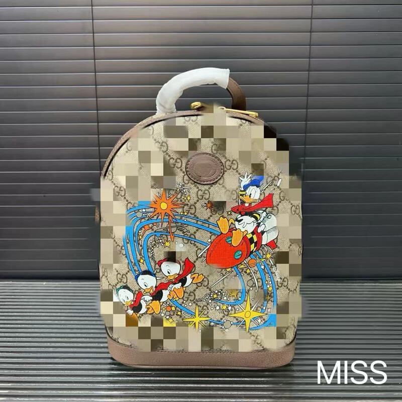 Gucci Co-Branded Printed Backpack, Neutral Backpack, Fashionable, Versatile, Simple and Casual Travel