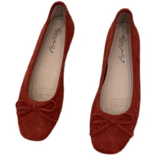 happyfeeling bow shallow flat small red single shoes women's shoes 2024 new ballet shoes