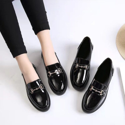 Women's Over-sized Boots, Slip-on Leather Shoes, British Style, Versatile Fashion, Flat Sole Single Shoes, Bead Shoes