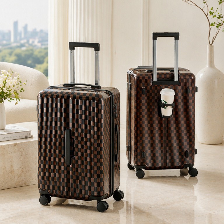 New High-End Foreign Trade Travel Suitcase with Aluminum Frame, Checkerboard Pattern, Large Capacity, Anti-Drop, and Universal Wheels New High-End Foreign Trade Travel Suitcase with Aluminum Frame, Checkerboard Pattern, Large Capacity, Anti-Drop, and Universal Wheels