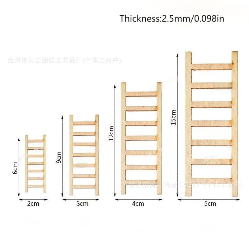 木质工艺礼品拍摄道具微景观圣诞节饰品小木梯工艺品摆件木制梯子