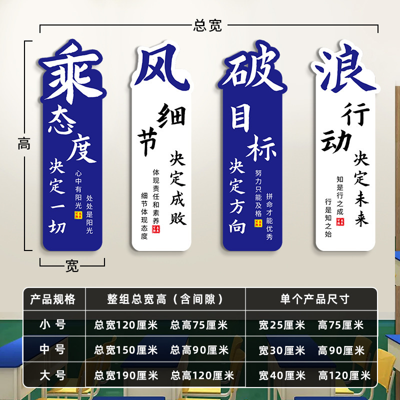乘风破浪初中考班级文化墙贴学校教室布置高中学生励志标语装饰画|undefined