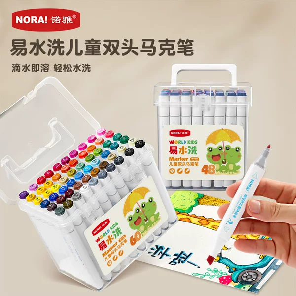 Noya Double-Headed Markers Can Be Shipped on Behalf of Children, Washable Set, Portable Student Drawing Book, Art Colored Pens