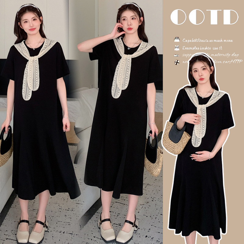 Maternity Wear Summer Dress with Faux Two-Piece Shawl, 2026 New French Style Loose Long Dress