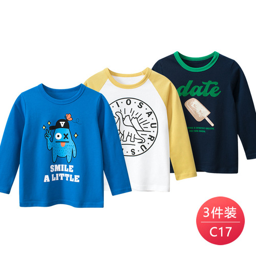 2024 autumn new Korean style children's clothing, children's long-sleeved T-shirts, boys' bottoming shirts, baby clothes, one agent