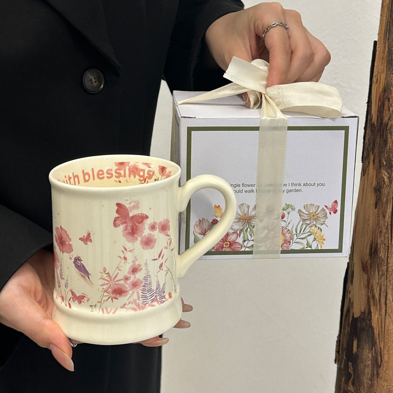 法式小众紫罗兰马克杯陶瓷喝水杯高档下午茶咖啡杯生日礼物伴手礼|undefined