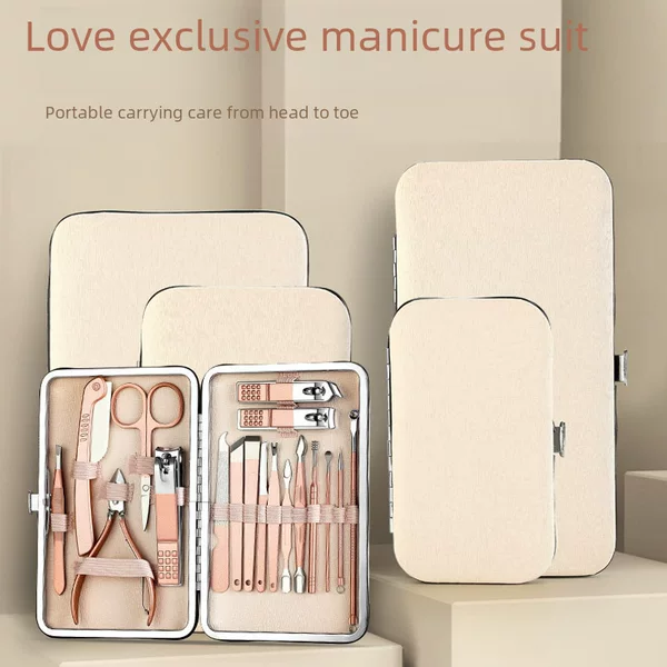 Nail Scissors Set 18-Piece Stainless Steel Accessories Nail Clippers Pedicure Beauty Manicure Tools Can Be Printed with Logo