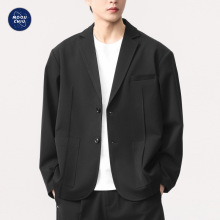 沐丘男装∣2025秋冬新款休闲西装外套男通勤帅气宽松双褶痞帅西服