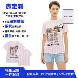 个性化照片定制定制T恤 宠物情侣满版印花短袖 礼品跨境圆领上衣