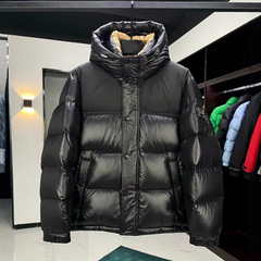 90鸭绒经典内衬手臂徽章连帽男士羽绒服men feather coat jacket
