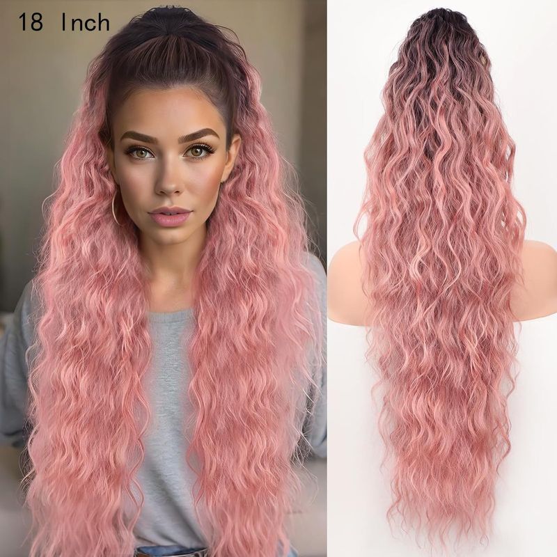 Xuchang ウィッグ Yuanyang 18inch ポニーテールウィッグ女性用ウールカーリーロングカーリーヘアコーンパーマウォーターリップルポニーテールウィッグ女性用|undefined