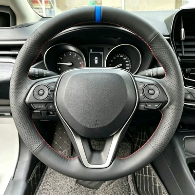 Steering wheel cover steering wheel cover, Corolla - toyota-series-with-holes-on-both-sides-blue-alignment-mark-blue-line-38cm