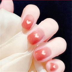美甲甲片漸變愛心穿戴甲批發短款假指甲貼片可拆卸穿戴式美甲批發