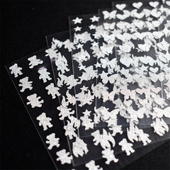 新款網紅銀閃閃愛心滿天星指甲貼蝴蝶小熊火焰星芒美甲貼紙帶背膠