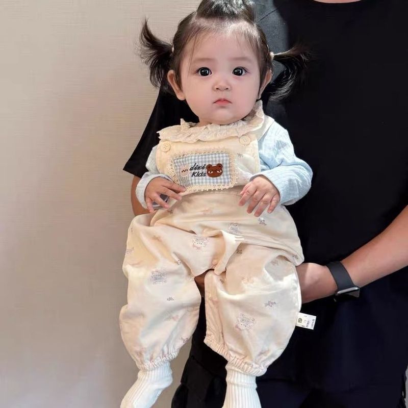 小月龄宝宝秋装套装萌韩系婴幼儿背带裤打底两件套秋款外出服潮|undefined