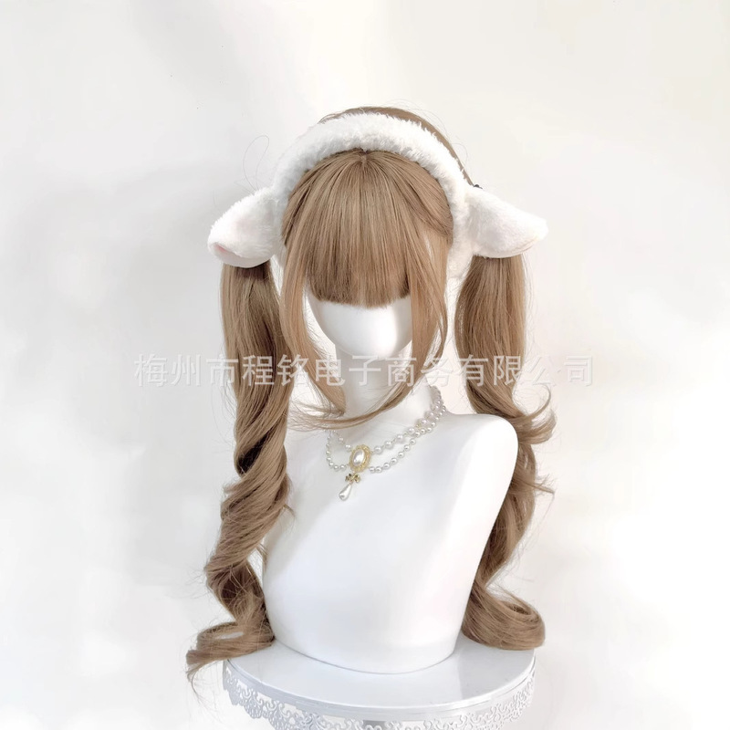 Cheng Ming Wig Lolita Fluffy Honey Tea Big Wavy Long Curly Hair Popular Jk Lolita Daily Soft Girl Loli