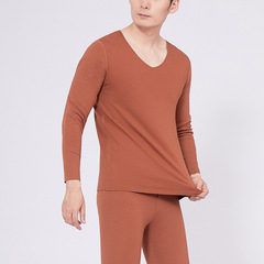 Wholesale new winter men's thermal clothing heated bottoming shirt Brushed V-neck men's German velvet thermal long-sleeved top