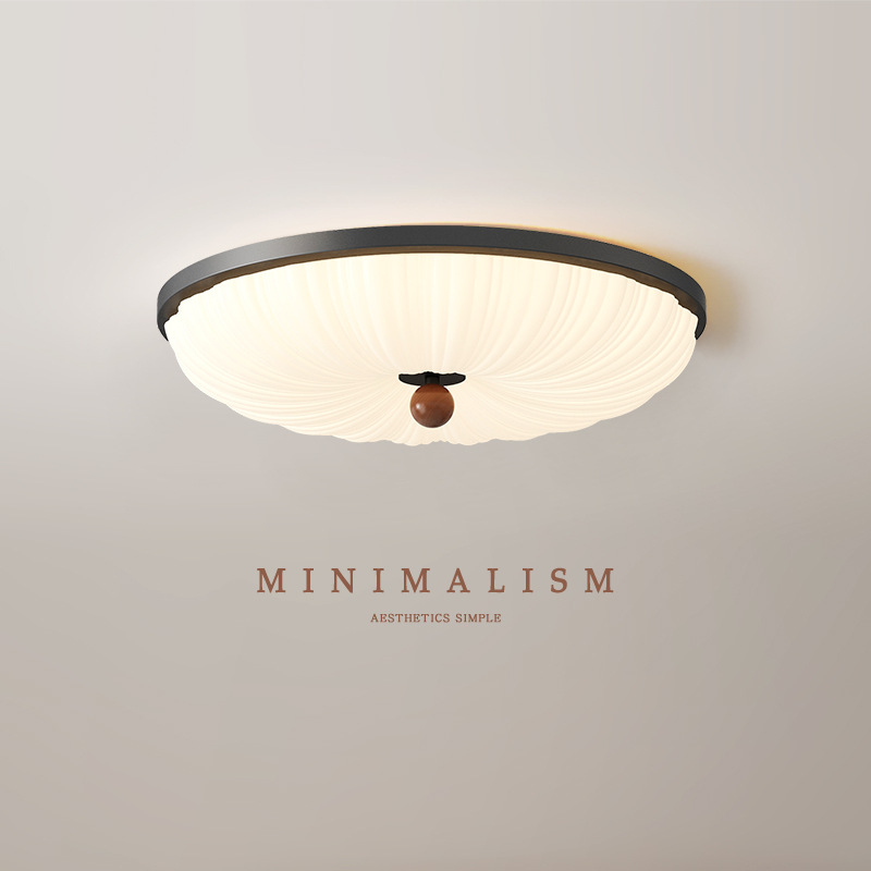 [Seleccionado] Lámpara de techo simple de estilo crema medieval, candelabro de grano de madera de nogal, lámpara de protección ocular de espectro completo retro americano