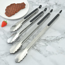 批发不锈钢烧烤夹防滑多尺寸耐高温防烫牛排夹厨房食物夹子