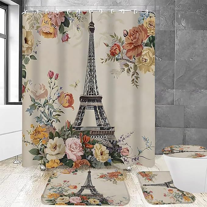 Juego de Cortina de Baño Estampada de Poliéster Resistente a la Humedad, Impreso para Baño image 10