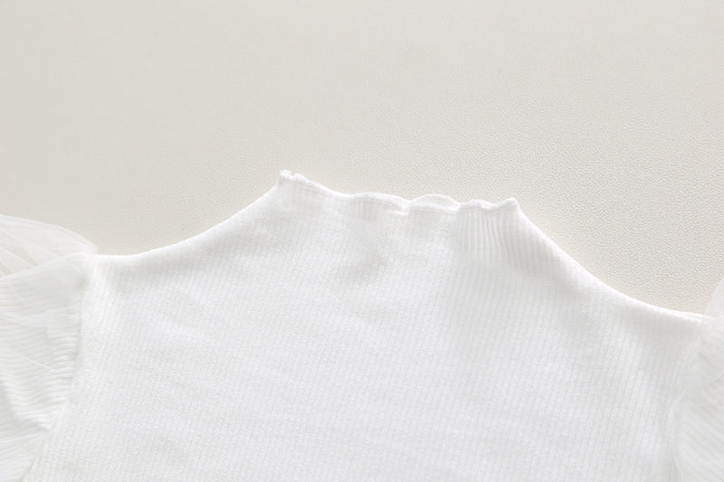 Kid's Clothing Autumn children's clothing solid color half turtleneck bottoming shirt denim wide leg pants suspenders small bag cute girls 2 pieces_voghion.com