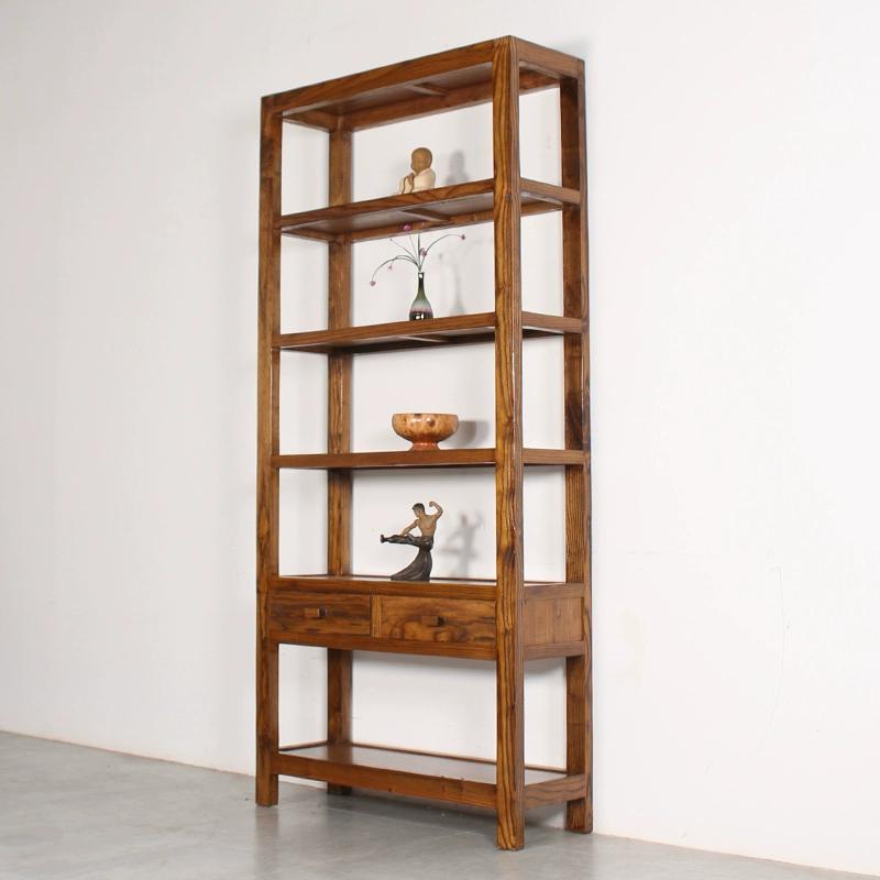Living Room Chinese-Style Entrance Cabinet Partition Bookshelf Antique Storage Rack Multi-Layer Retro Storage Rack Home Bookcase