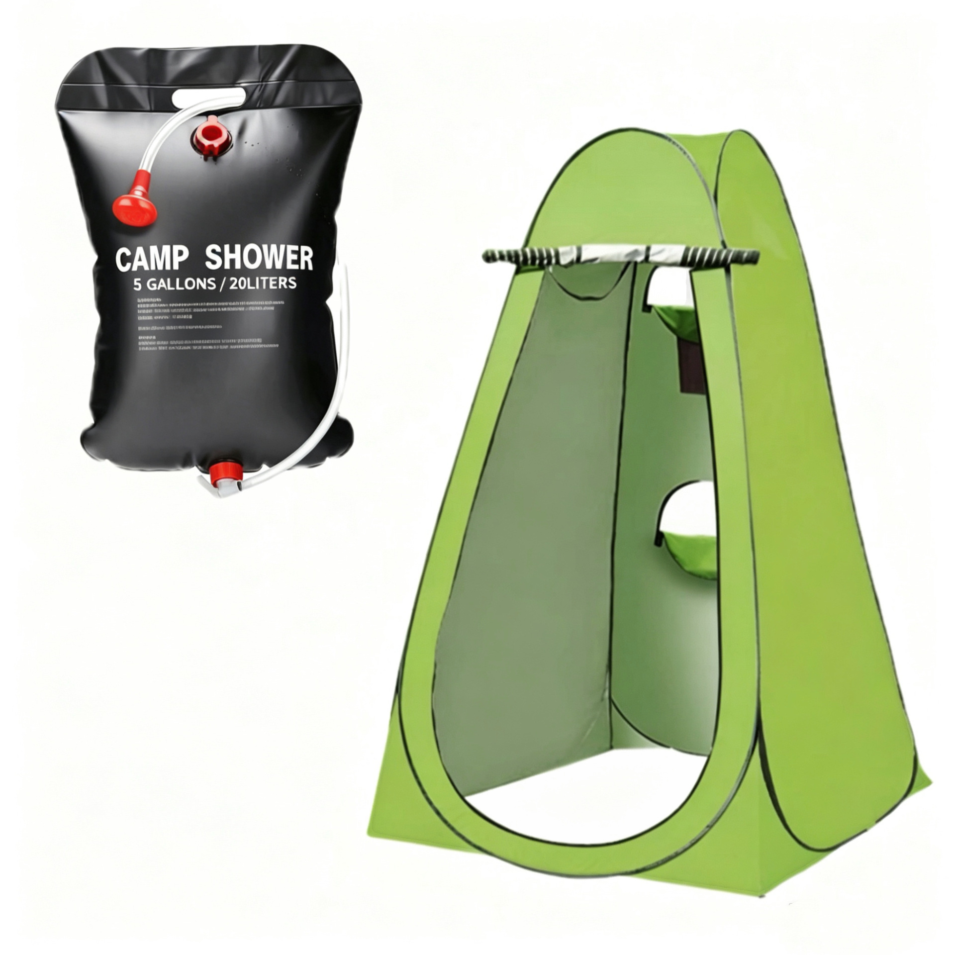 3-window green tent + 20l shower bag / Single size: 1.2*1.2* 1.9m