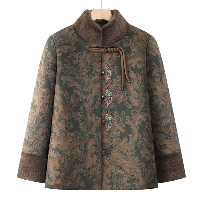 Женщины среднего и пожилого возраста хлопчатобумажная одежда бабушки зимняя мода новый китайский стиль хлопчатобумажная одежда