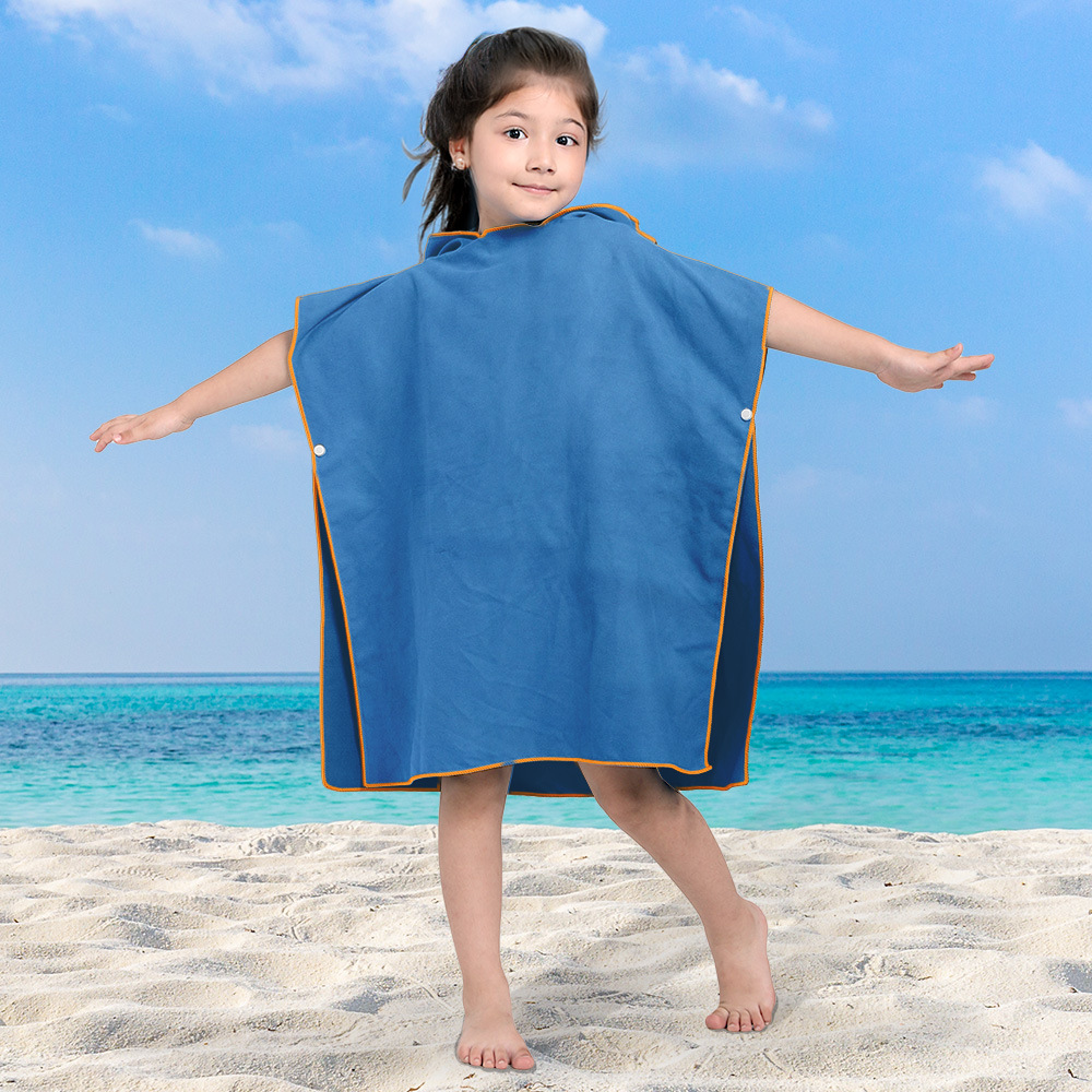 Punto transfronterizo color sólido toalla de baño para niños capa toalla de baño con capucha de terciopelo de doble cara absorbente de agua liso abrigo de playa