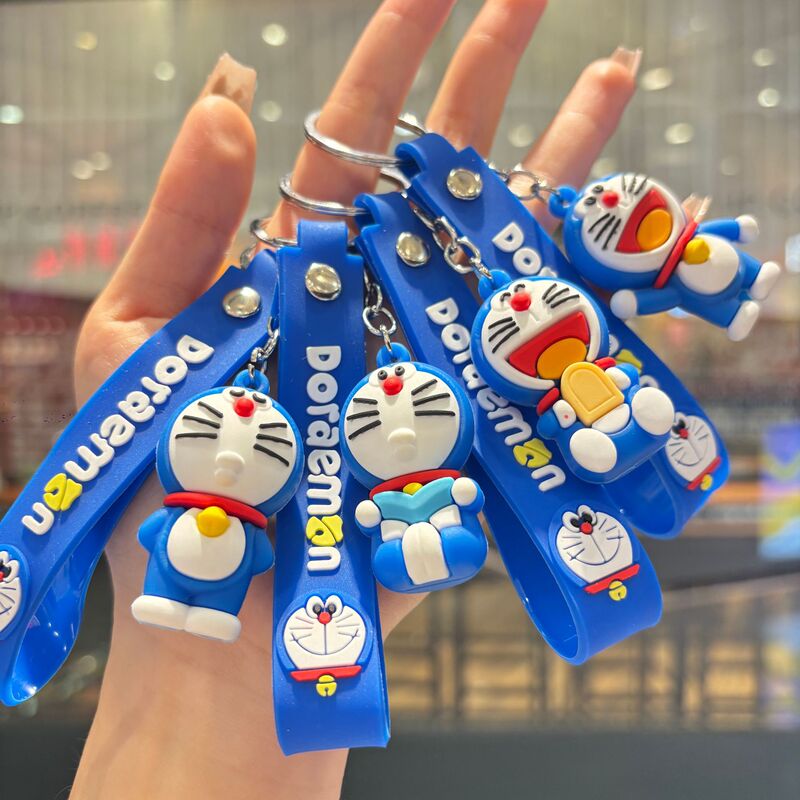 Creative Cartoon Cute Doraemon Blue Fat Series Keychain Small Pendant Girls Bag High-End Accessories