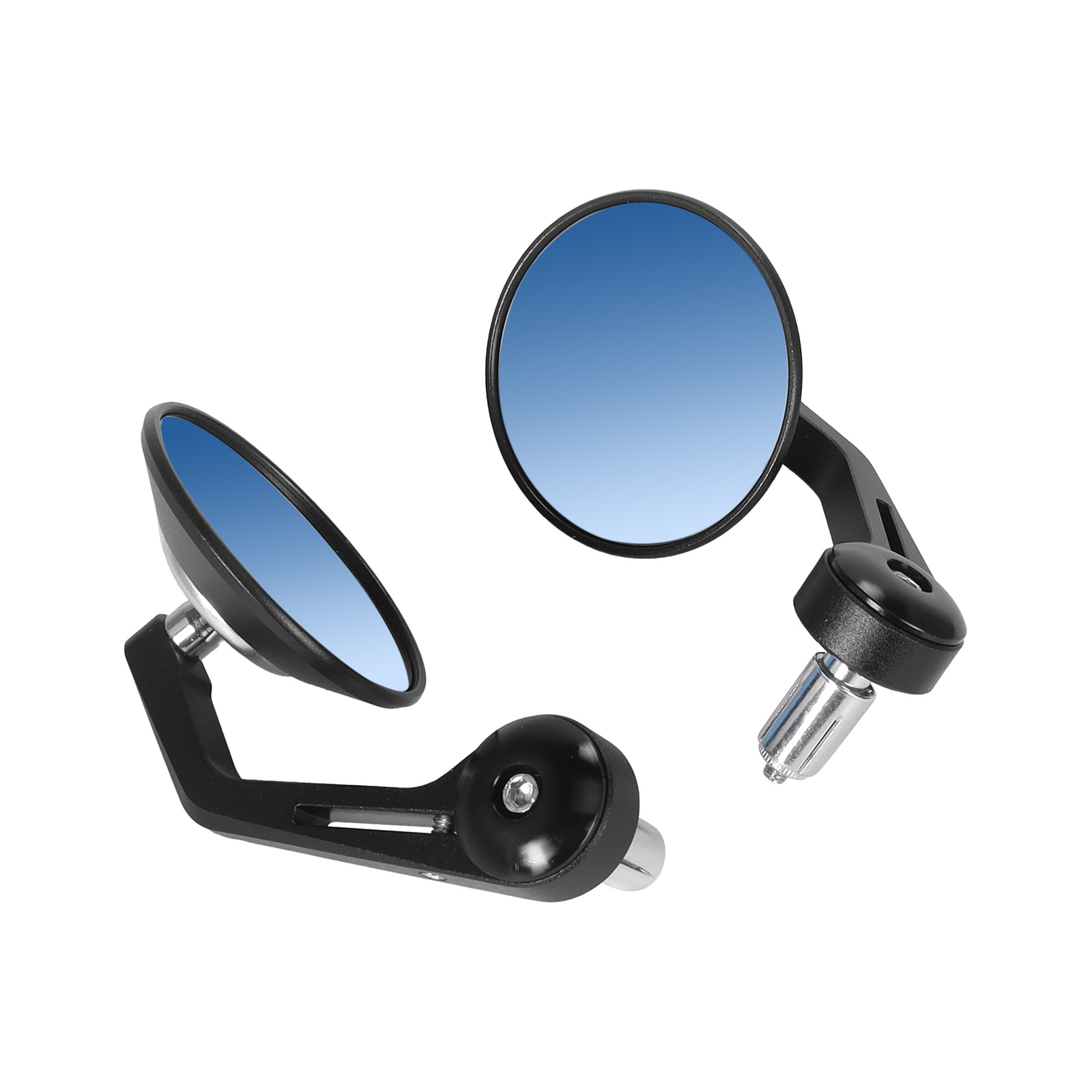 Motorcycle Cnc Retro High-Definition Handlebar Mirror, Blue Modified Cruise Bike Handlebar Mirror, Rearview Mirror, Aluminum Alloy Reflective