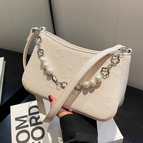 Cross-border minimalist small square bag for women, new autumn small fashion trend, pearl high-end sense casual versatile crossbody bag