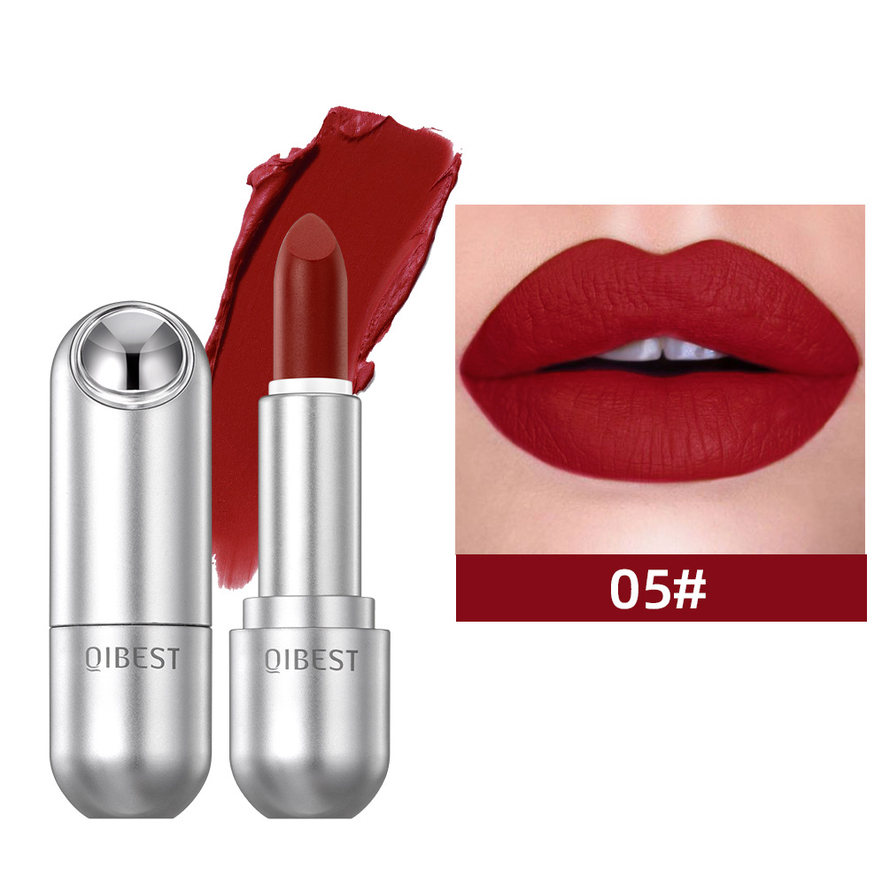QIBEST light matte non-stick cup non-fading lipstick long-lasting waterproof not easy to decolorize natural three-dimensional lipstick