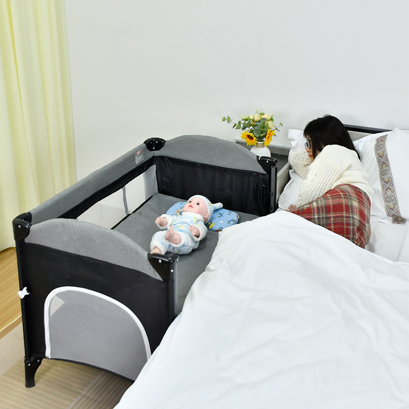 Movable Crib Folding Portable Multi-Functional Baby Bed Newborn Sleeping Bed Splicing Large Bed Crib Customization