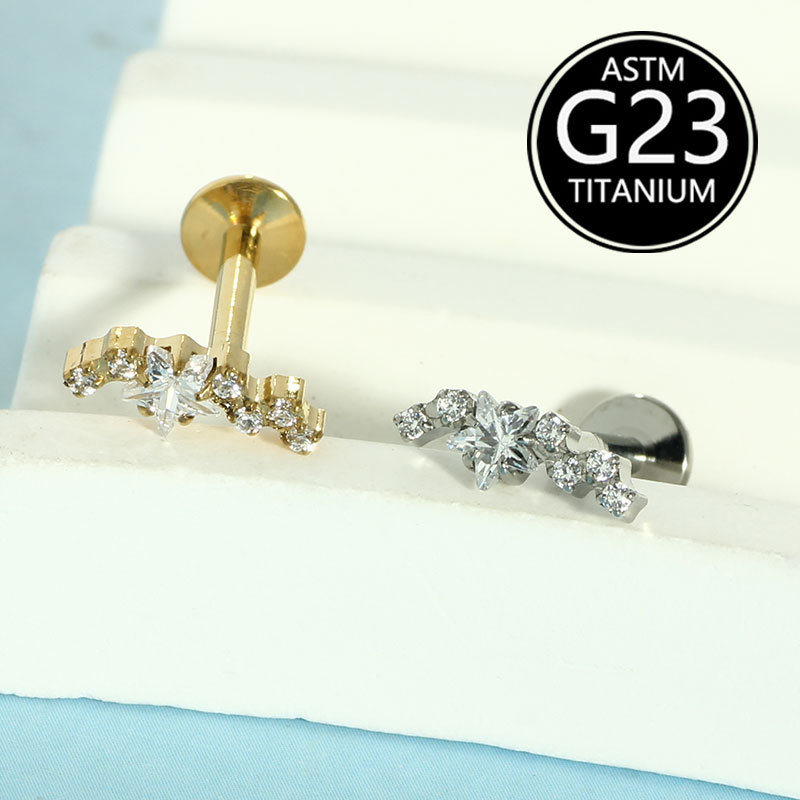 Pointed titanium steel lip stud product view