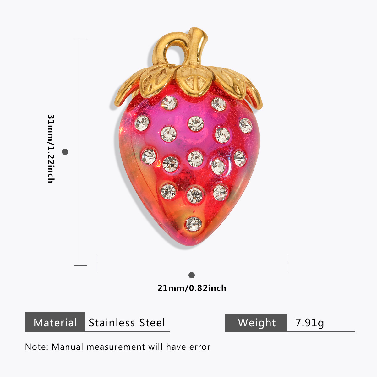 125g Weight Pendant Jewelry Making Type 11 * 15mm, 16*18.5mm, 6*20.5mm Jewelry Making Size Zircon Inlay Material DIY Jewelry Accessories Classification 1 Piece Quantity 304 Stainless Steel Material Rainbow, Cherry, Strawberry, Snails, chili Pattern All Seasons Season Polished Finish Enamel, Inlay Design Sweet Style 1 Piece 11 * 15mm 16*18.5mm 6*20.5mm 304 Stainless Steel Zircon Rainbow Cherry Strawberry Polished Pendant DIY Jewelry Accessories 20